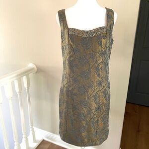 Coldwater Creek Gold and Gray Short Dress Made in USA size 4